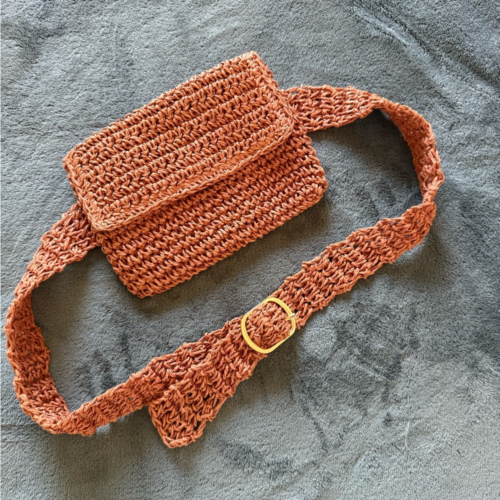 Amuse Society Terracotta Crochet Crossbody Bag